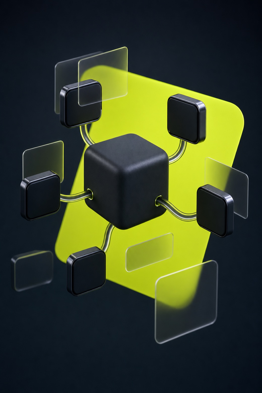 Abstract 3D illustration of a central game distribution hub